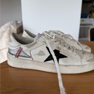 GOLDEN GOOSE White Stardan personalized with Black Star and Bridge Design